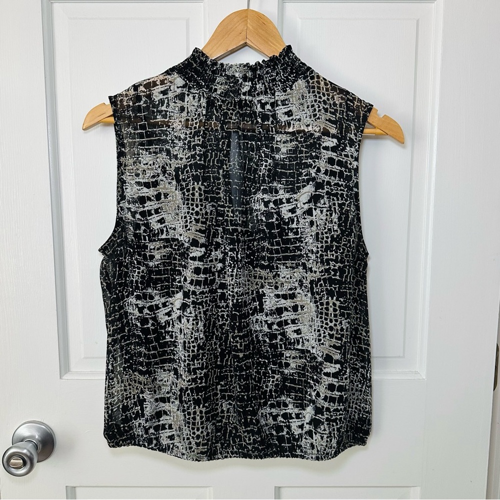 EXPRESS Sheer Snakeskin Sleeveless Blouson Tank Blouse Built-in Camisole Size M